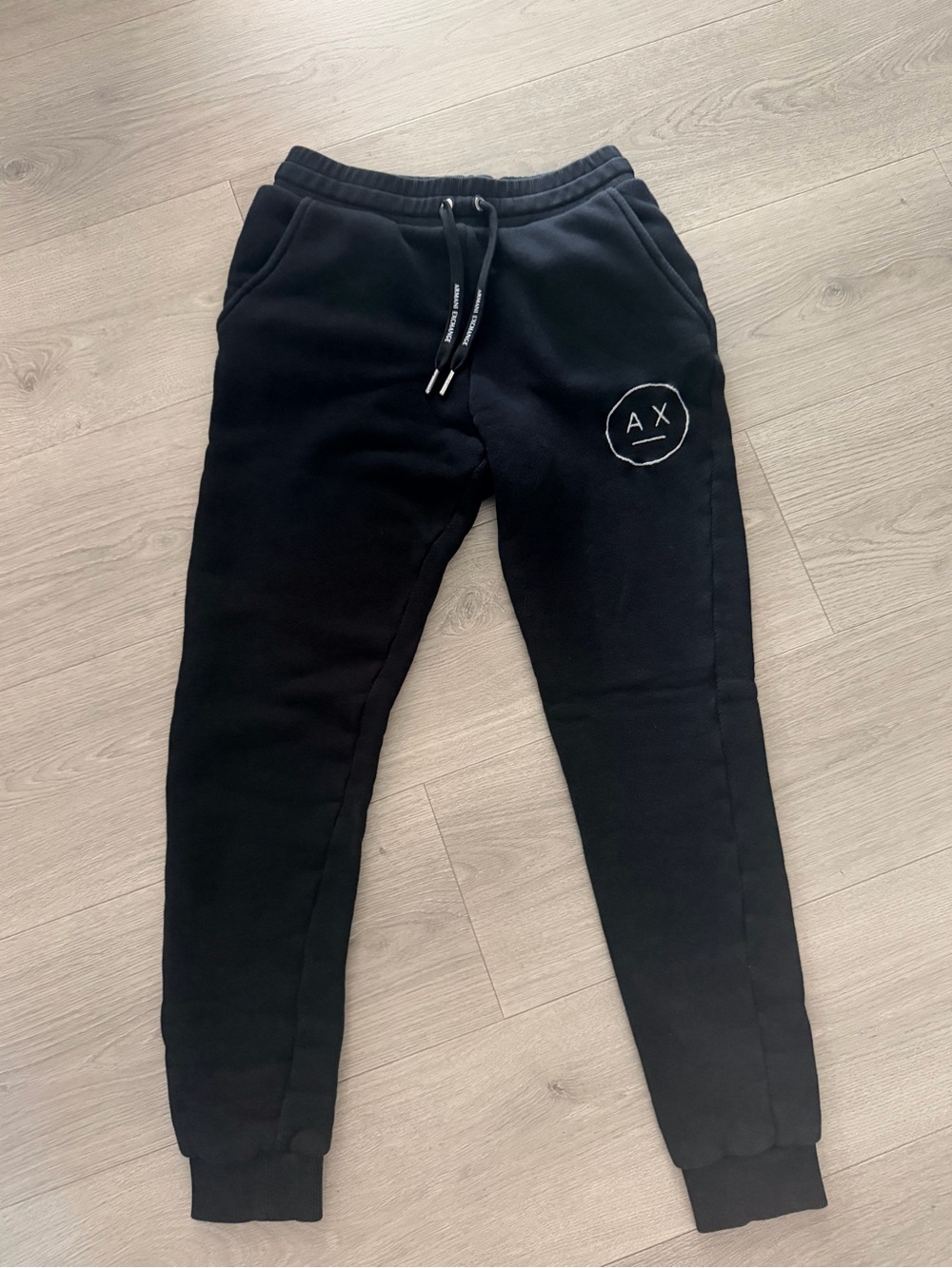 Armani Exchange Black Jogger Pants with AX Circle Logo